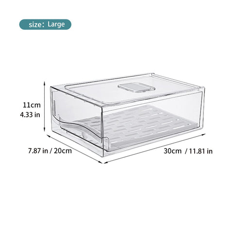 Diskary stackable fridge bin offers clear visibility and easy access.