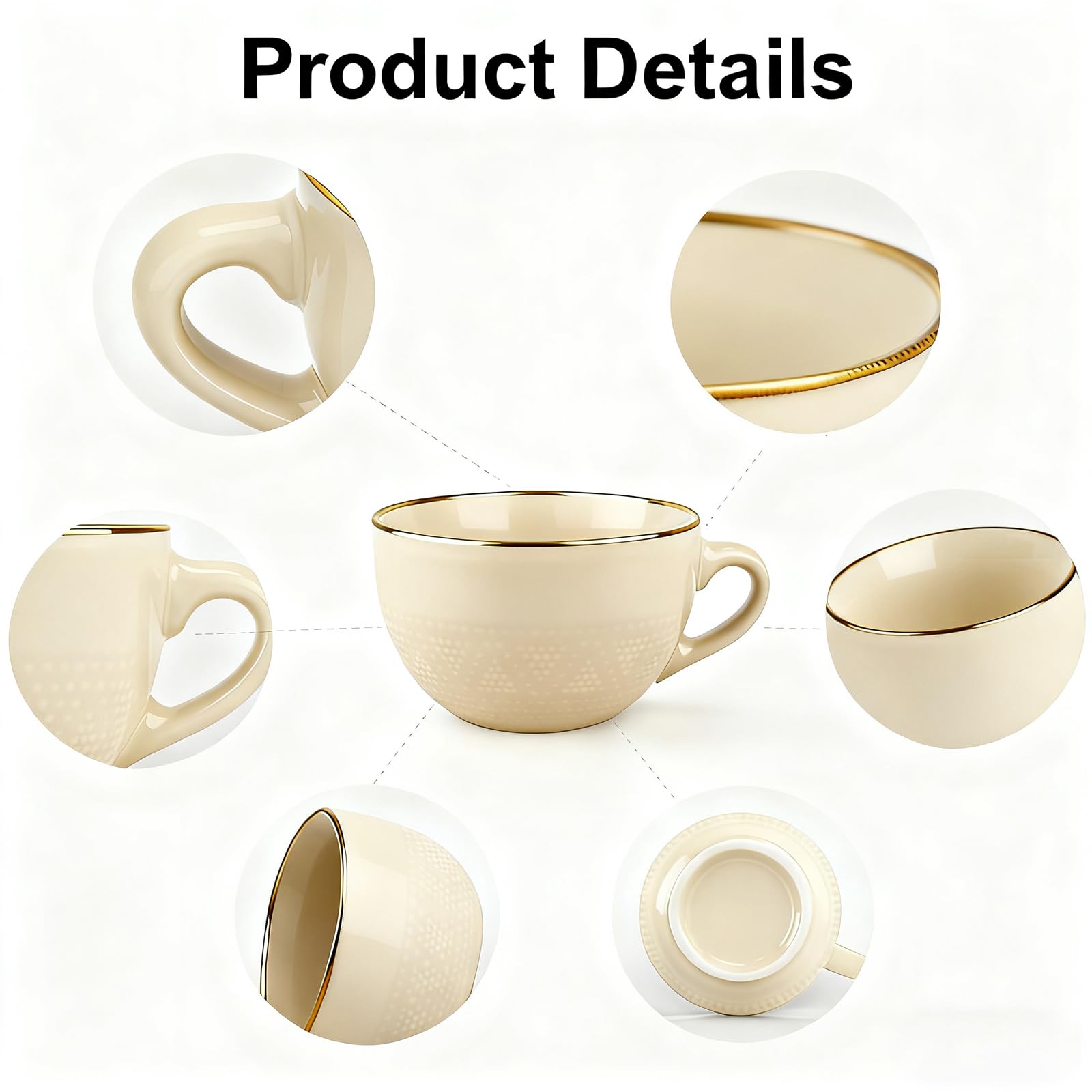 Disoza beige ceramic cup versatile for tea, cocoa, and cereals