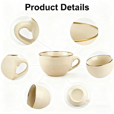 Disoza beige ceramic cup versatile for tea, cocoa, and cereals