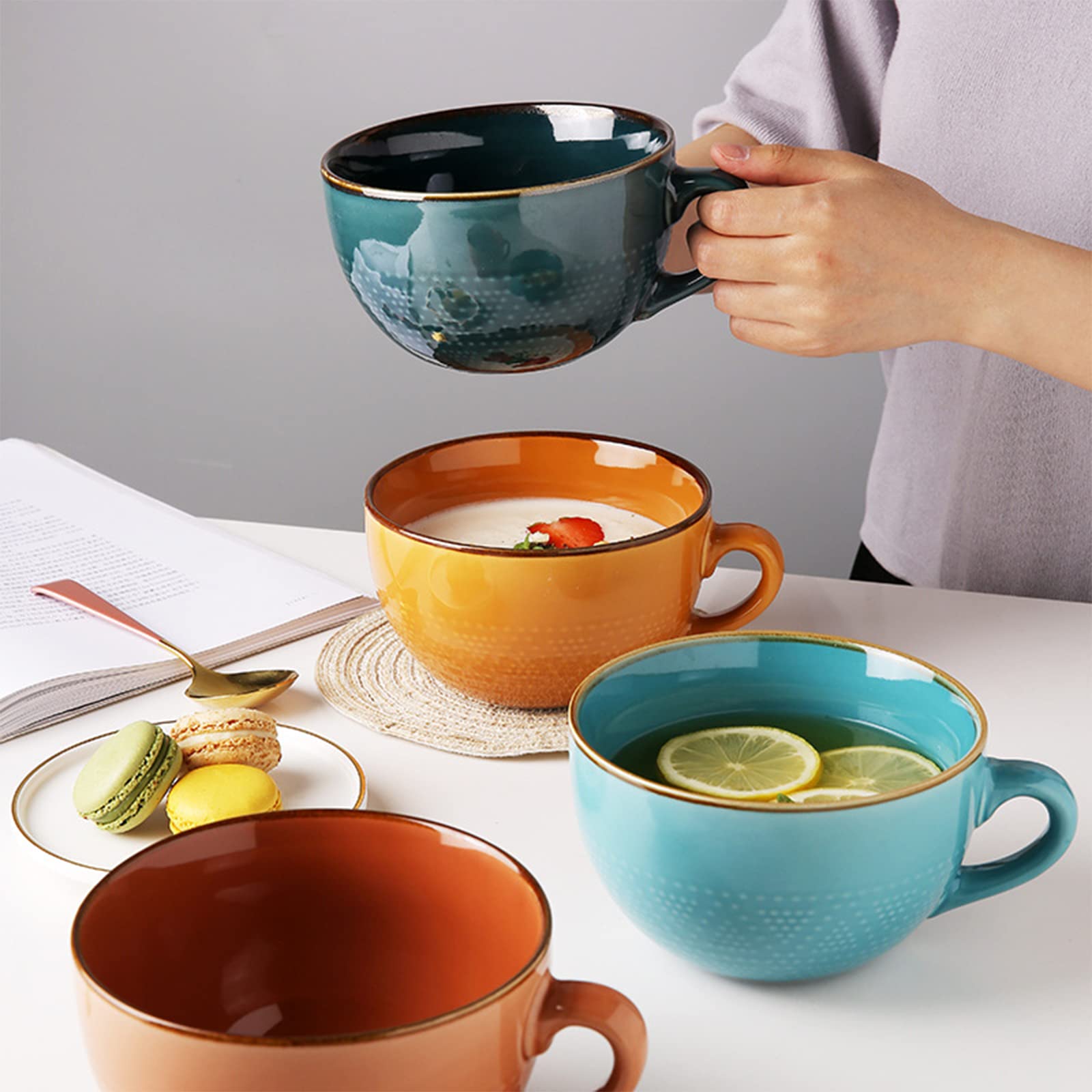 Disoza ceramic mug with spoon for stirring and sipping