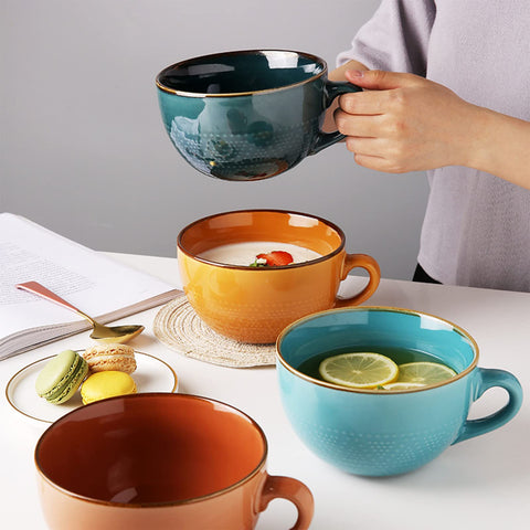 Disoza ceramic mug with spoon for stirring and sipping