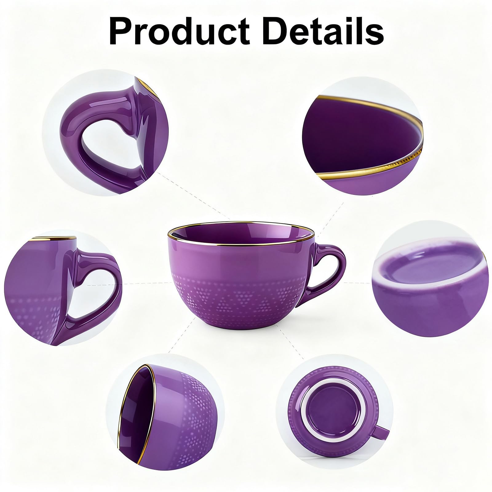 Disoza Violet large cup front view, generous 24 oz capacity for beverages