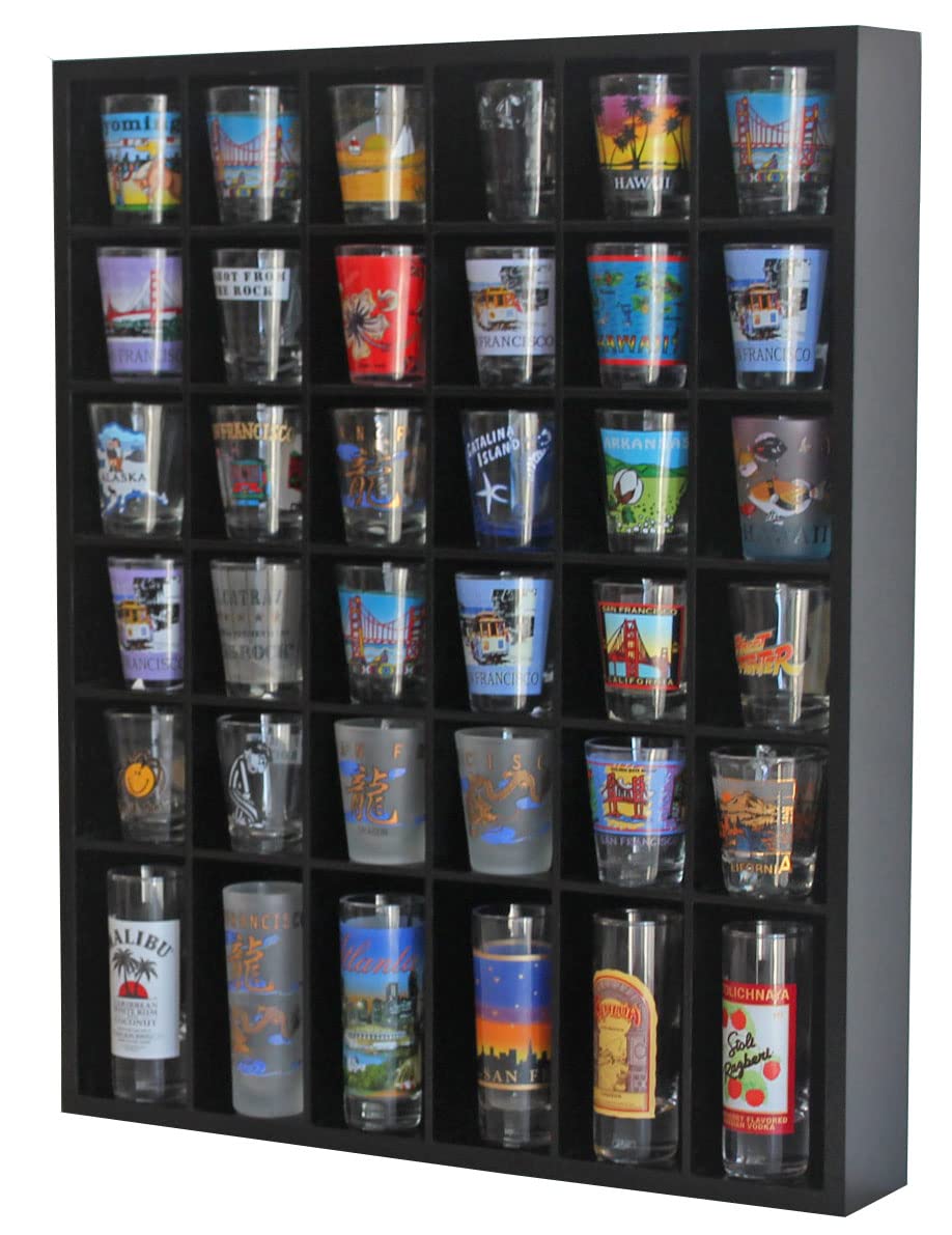DisplayGifts freestanding display rack for mini figurines and thimbles.
