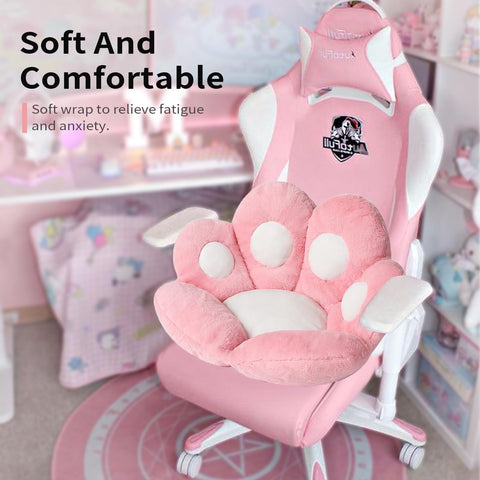 Ditucu Cat Paw Cushion back view on chair shows posture-friendly design.