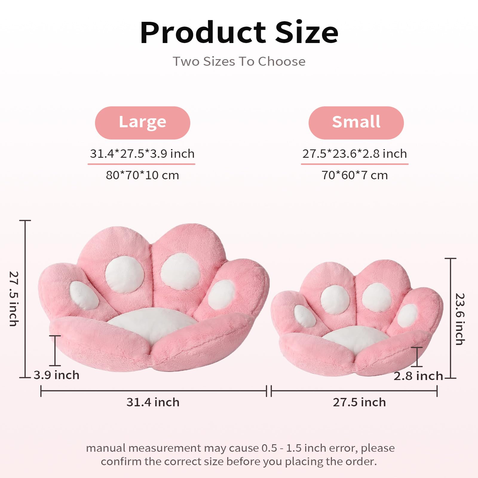 Ditucu Cat Paw Cushion pink plush adds warmth and style.
