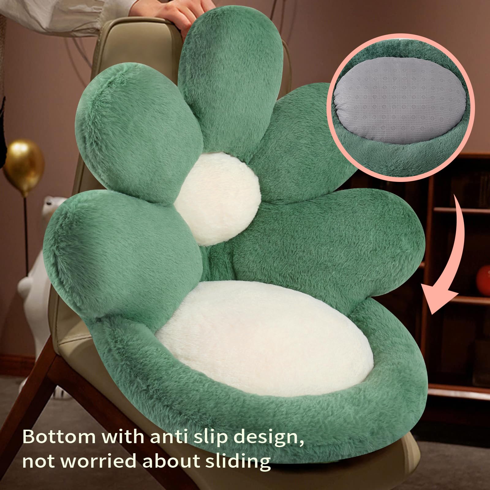 Versatile floor seating setup with Ditucu flower chair pillow in a living space