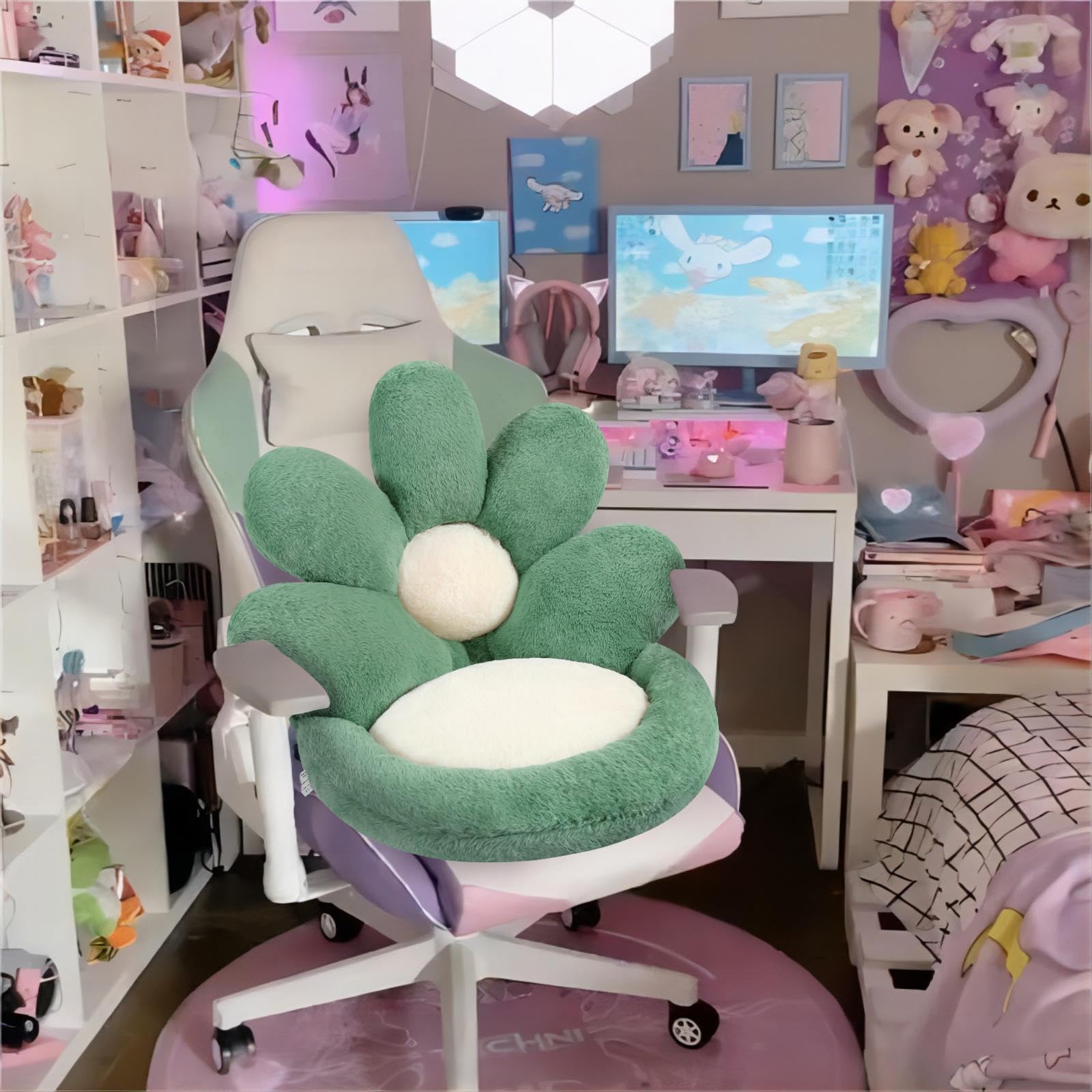Close-up of plush petals from Ditucu chair pillow for gentle back support
