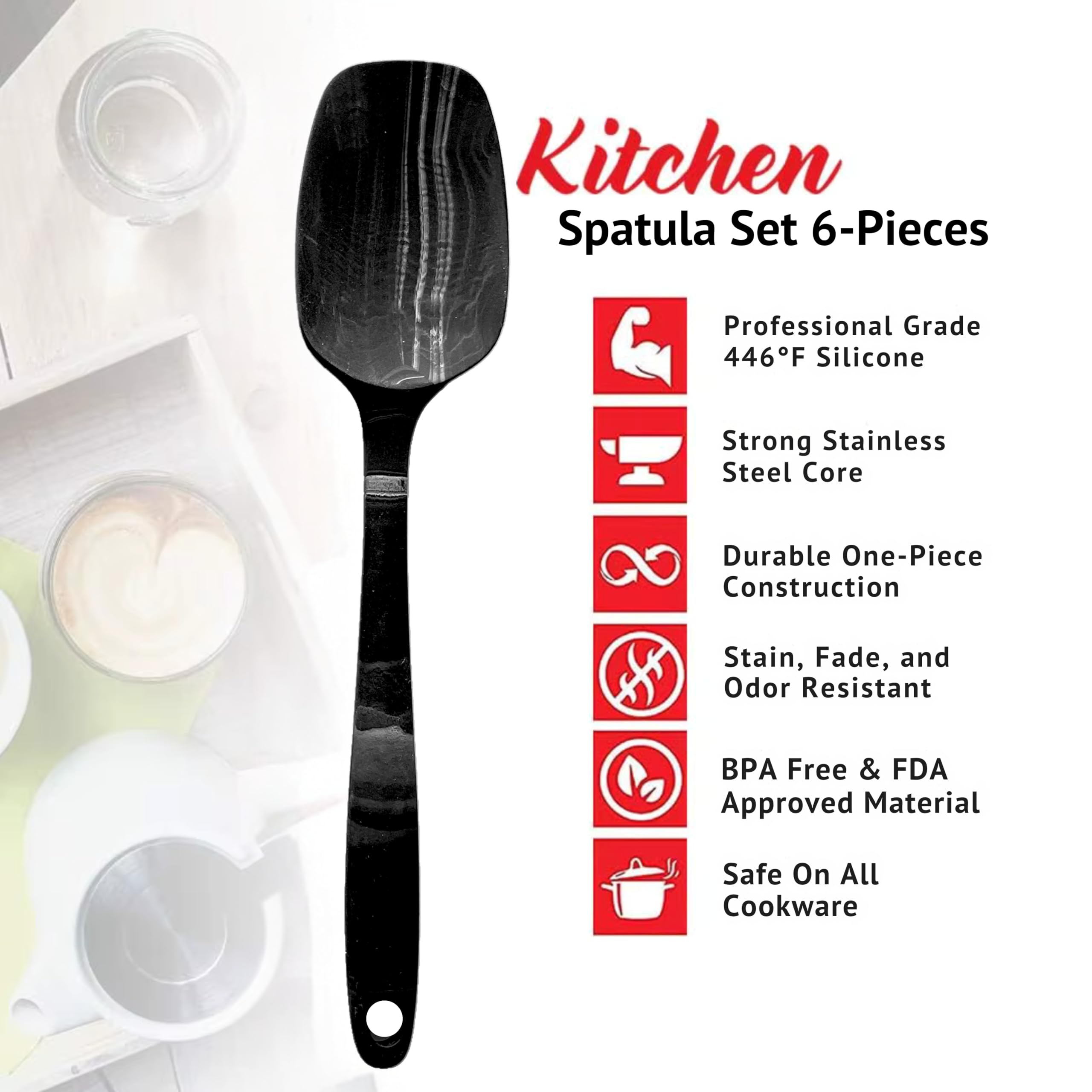 DIVIDE STAR marble-spattered spatulas ideal for baking, stirring, and spreading.