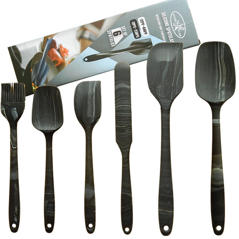 DIVIDE STAR premium silicone spatula set with marble design for non-stick baking.