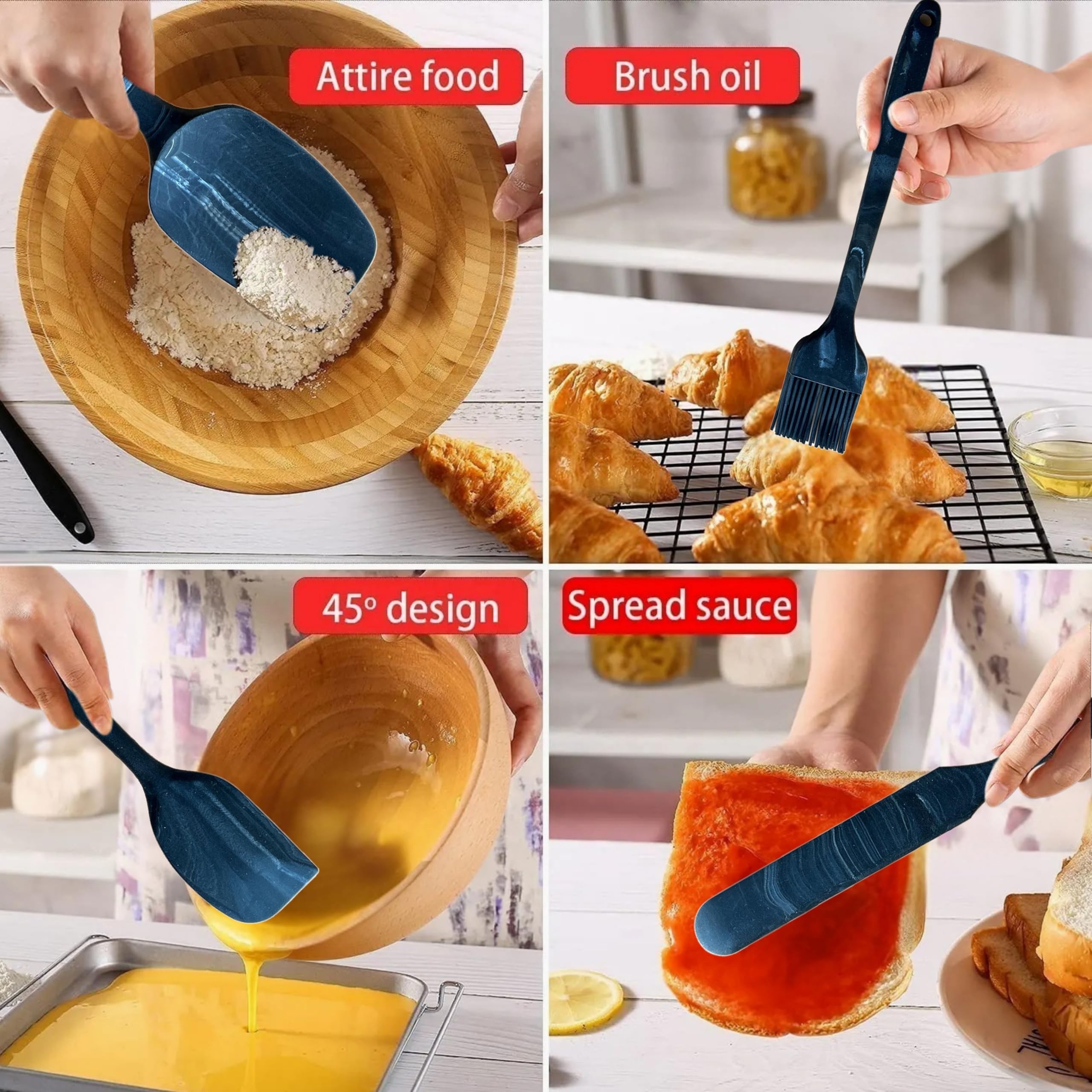 DIVIDE STAR marble spatula handle design enhances grip during flipping.