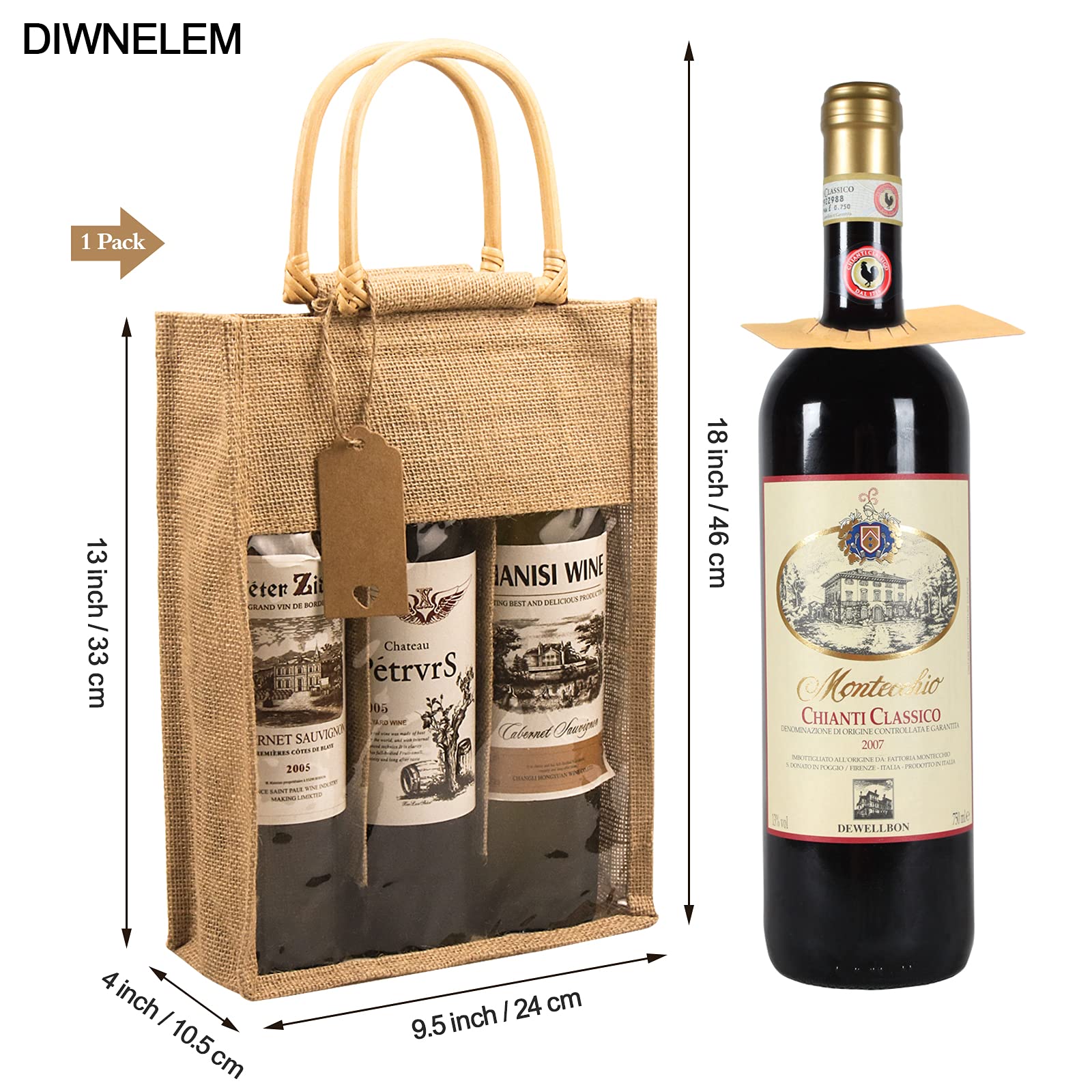 DIWNELEM wine bag with durable handle for easy carrying at events.