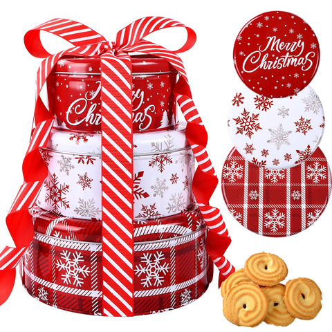 DIYDEC Christmas tin set large with lid, perfect for cookies and gifting.