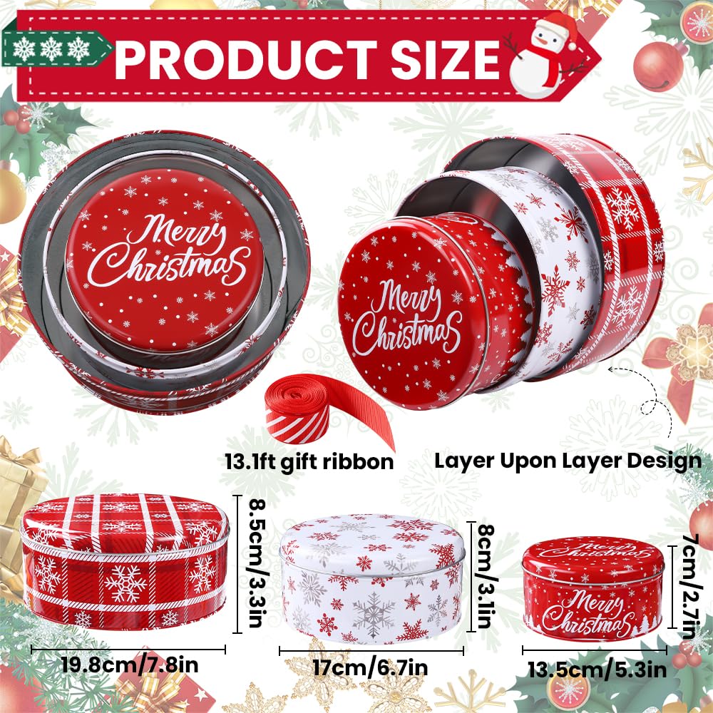 DIYDEC Christmas tin set medium with lid, nestable for easy storage.
