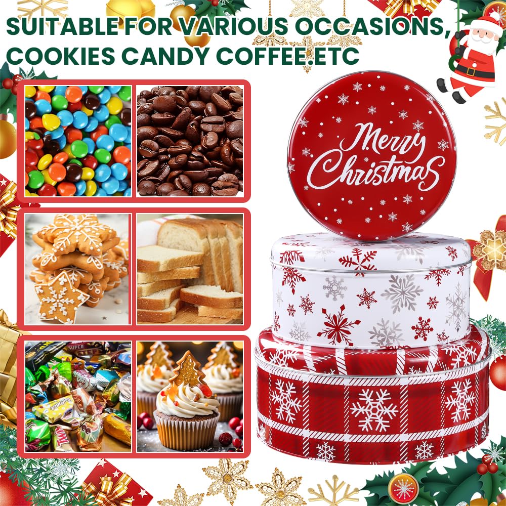 DIYDEC Christmas tin set small with lid, ideal for nuts or candies.