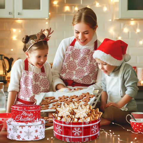 DIYDEC snowflake print tin with lid, protects treats and reduces mess.