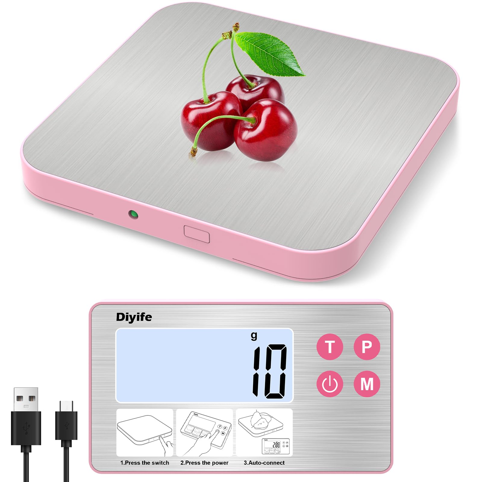 Diyife 33lb scale with detachable display for easy use with large bowls