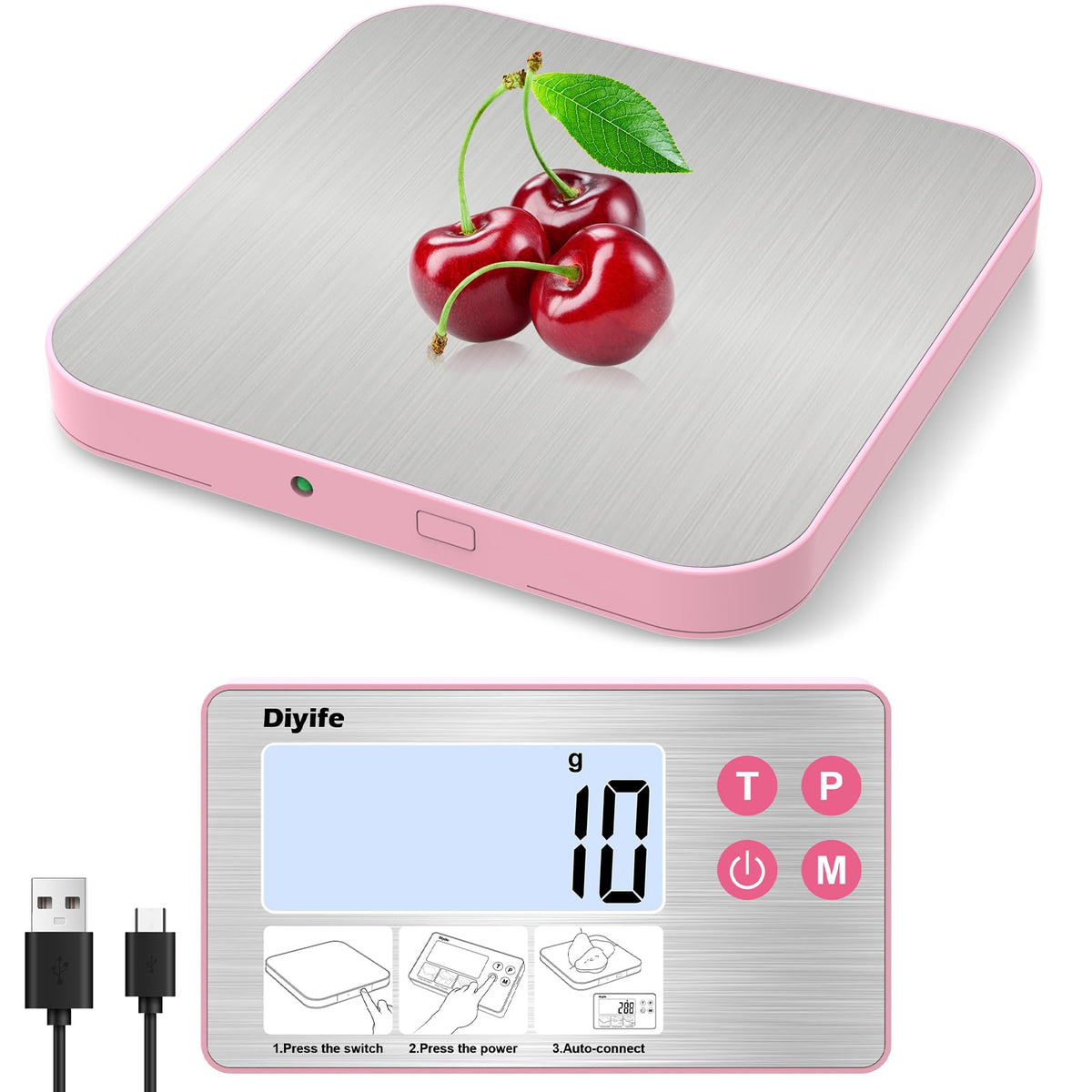 Diyife 33lb scale with detachable display for easy use with large bowls