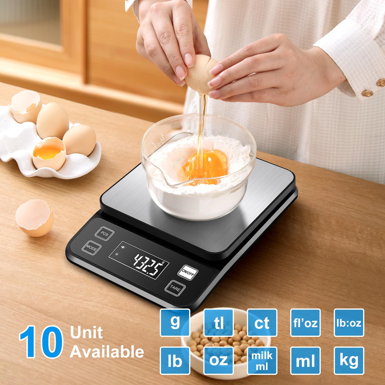 Diyife backlit display with ten units for versatile measuring during recipes.