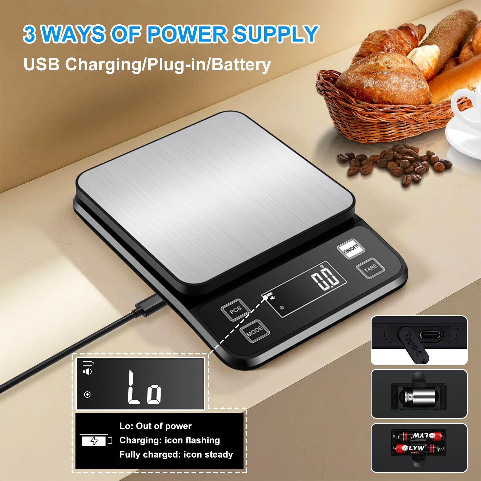 Diyife scale includes tare and PCS counting for precise prep.