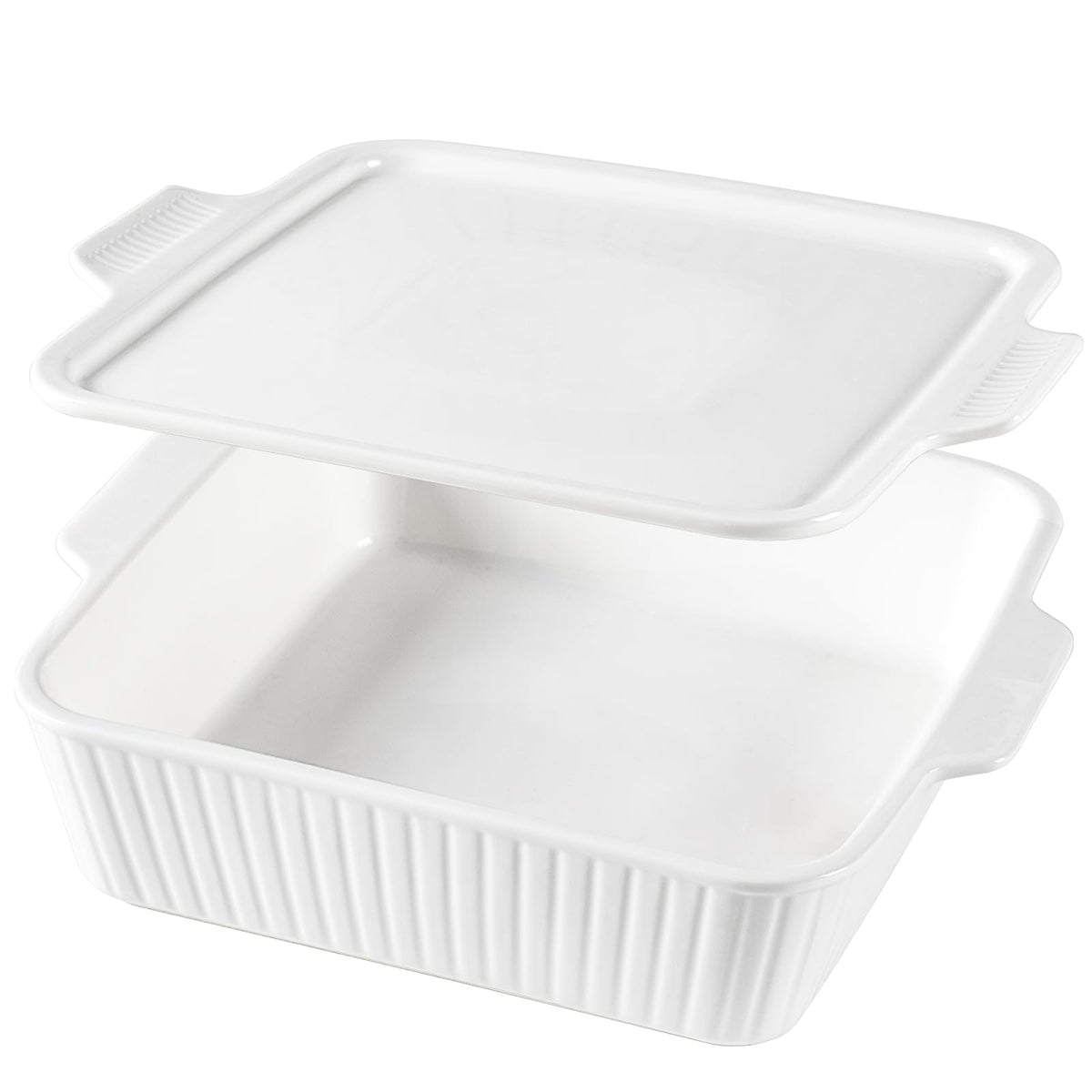 Dizada casserole dish with lid keeps meals warm and moist for thorough heating.