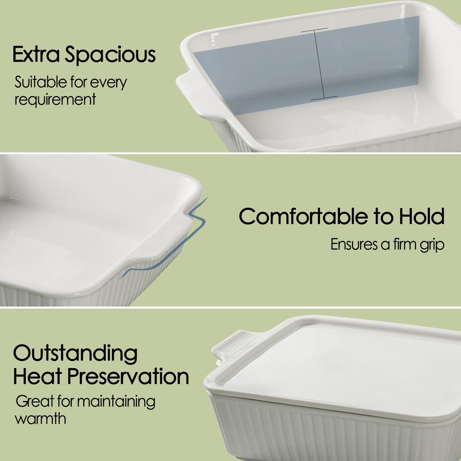 Dizada ceramic bakeware with scratch-resistant surface simplifies cleanup after cooking.