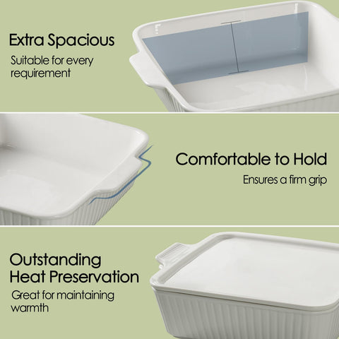 Dizada ceramic bakeware with scratch-resistant surface simplifies cleanup after cooking.