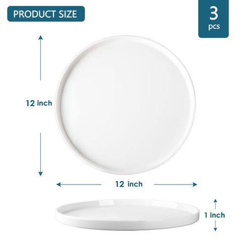 Dizada round ceramic tray with non-slip bottom keeps foods stable during service.