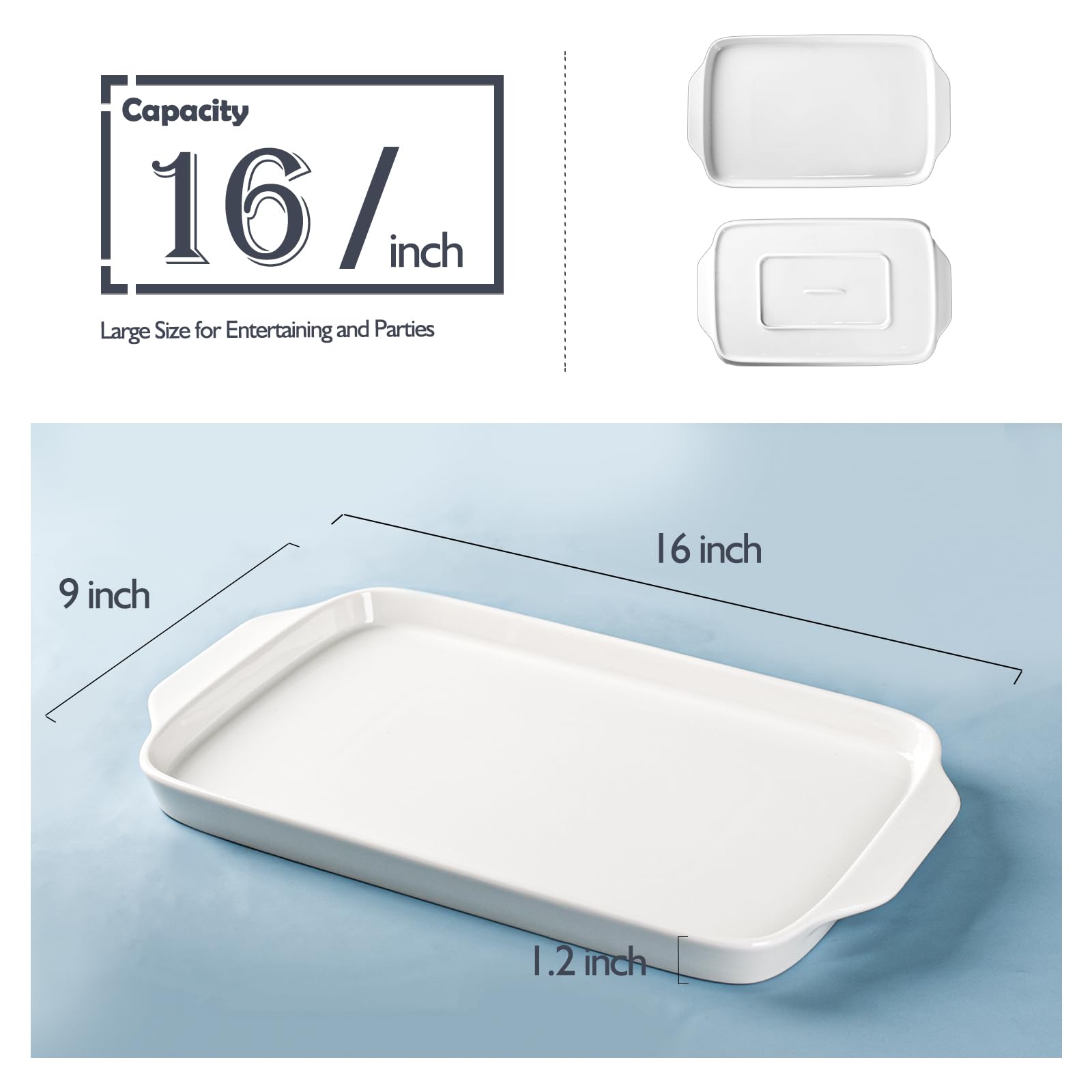 Dizada porcelain tray with deep well design, perfect for appetizers.