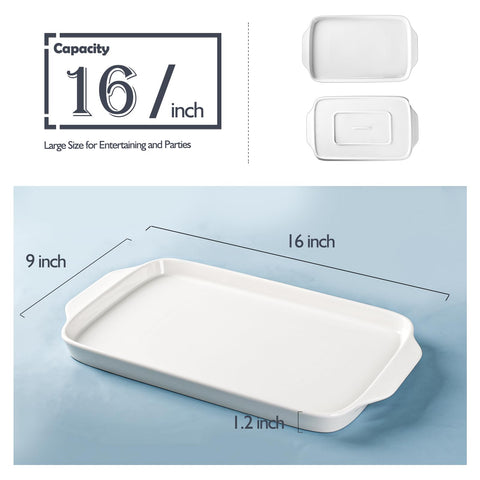 Dizada porcelain tray with deep well design, perfect for appetizers.