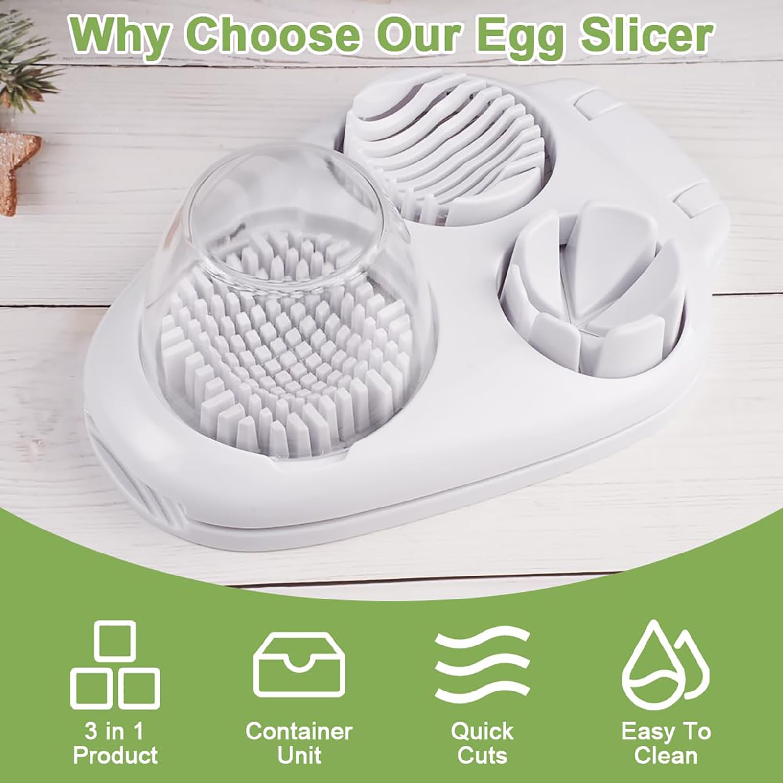 DJBNT 3-in-1 egg slicer slicing strawberries and bananas for snacks