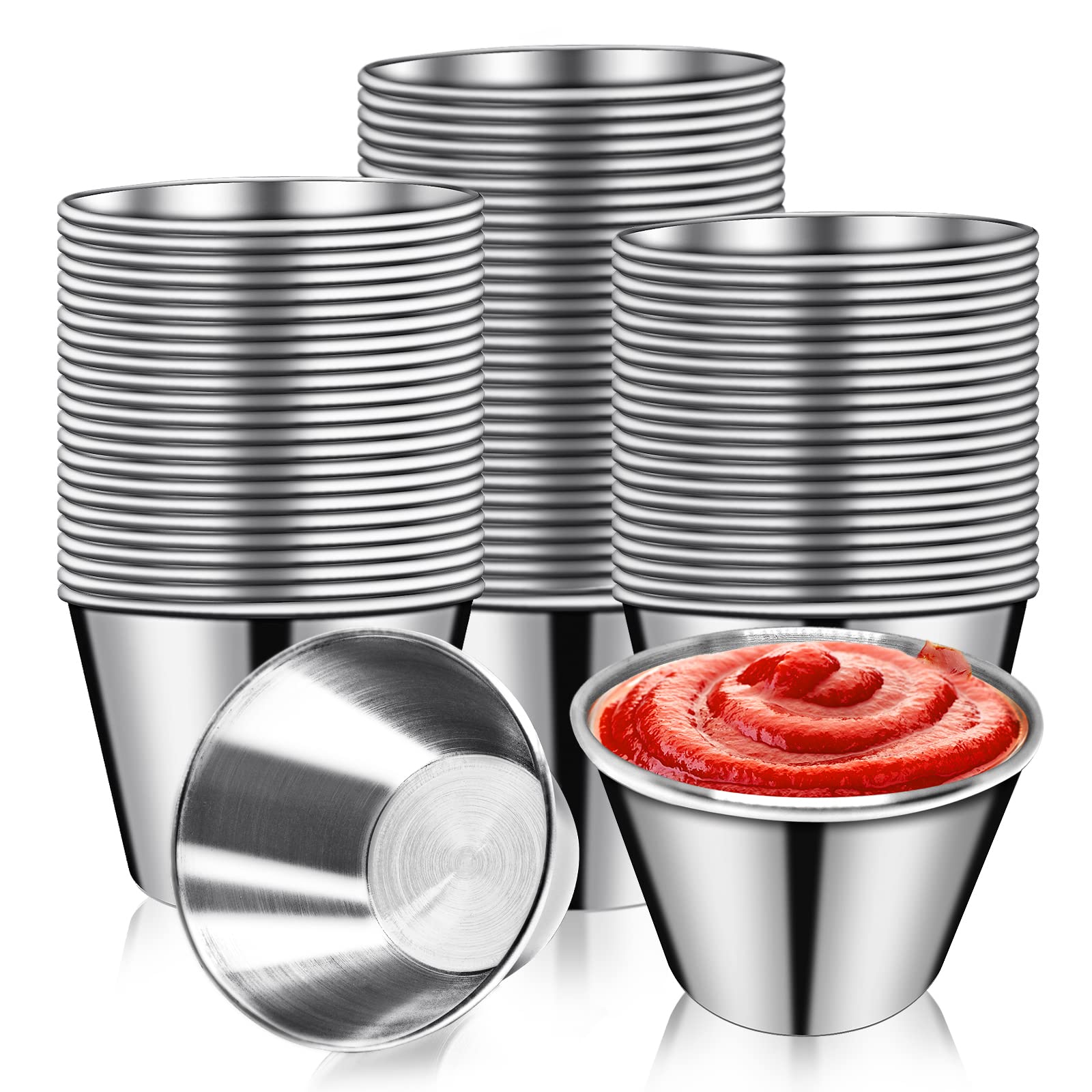 DJZZ 50p 2.5oz metal sauce cups for party service and easy dipping.