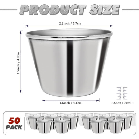 DJZZ 50-pack metal ramekins keep sauces organized in diners and homes.