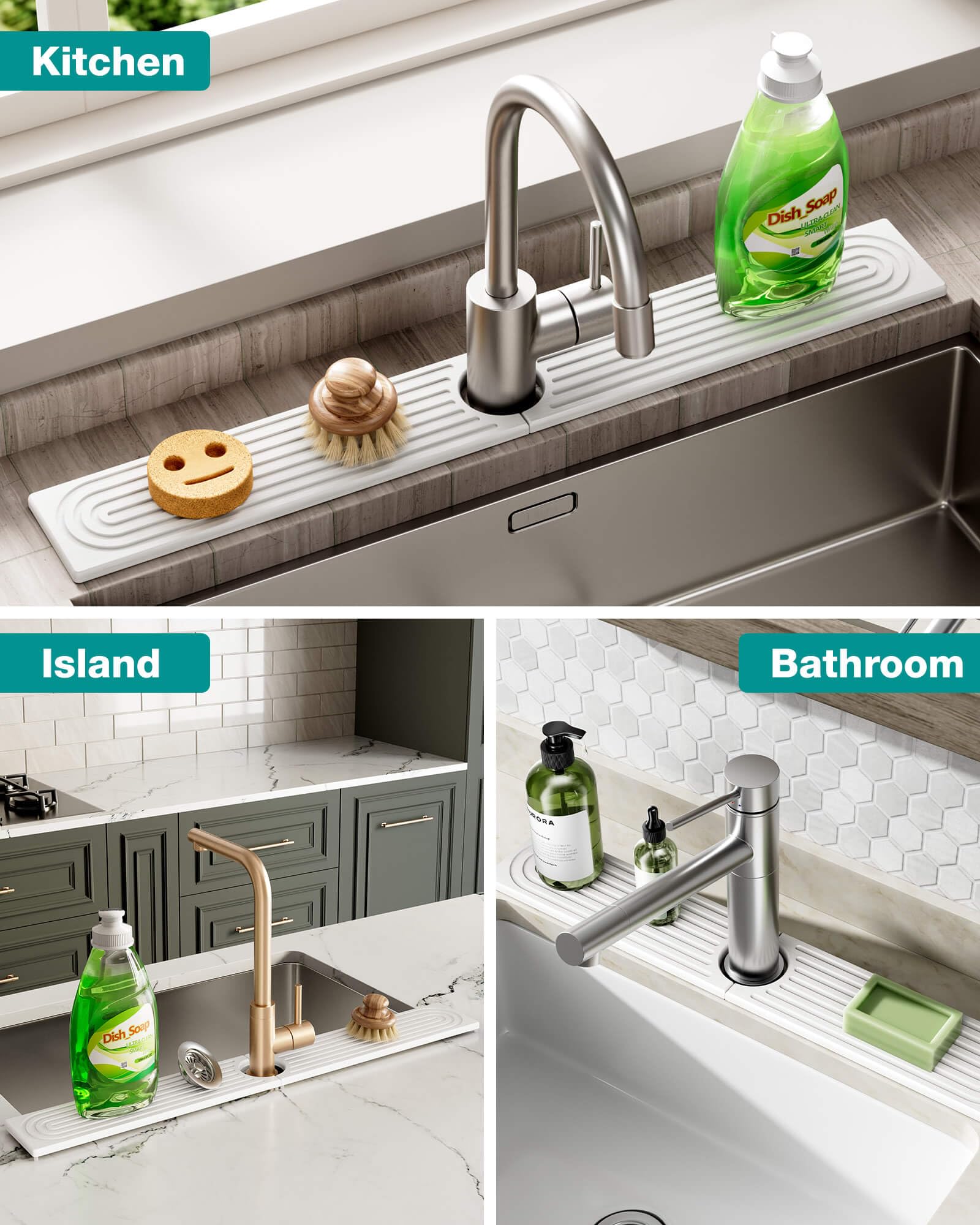 DK177 Fast-drying mat keeps counters clean after spills.