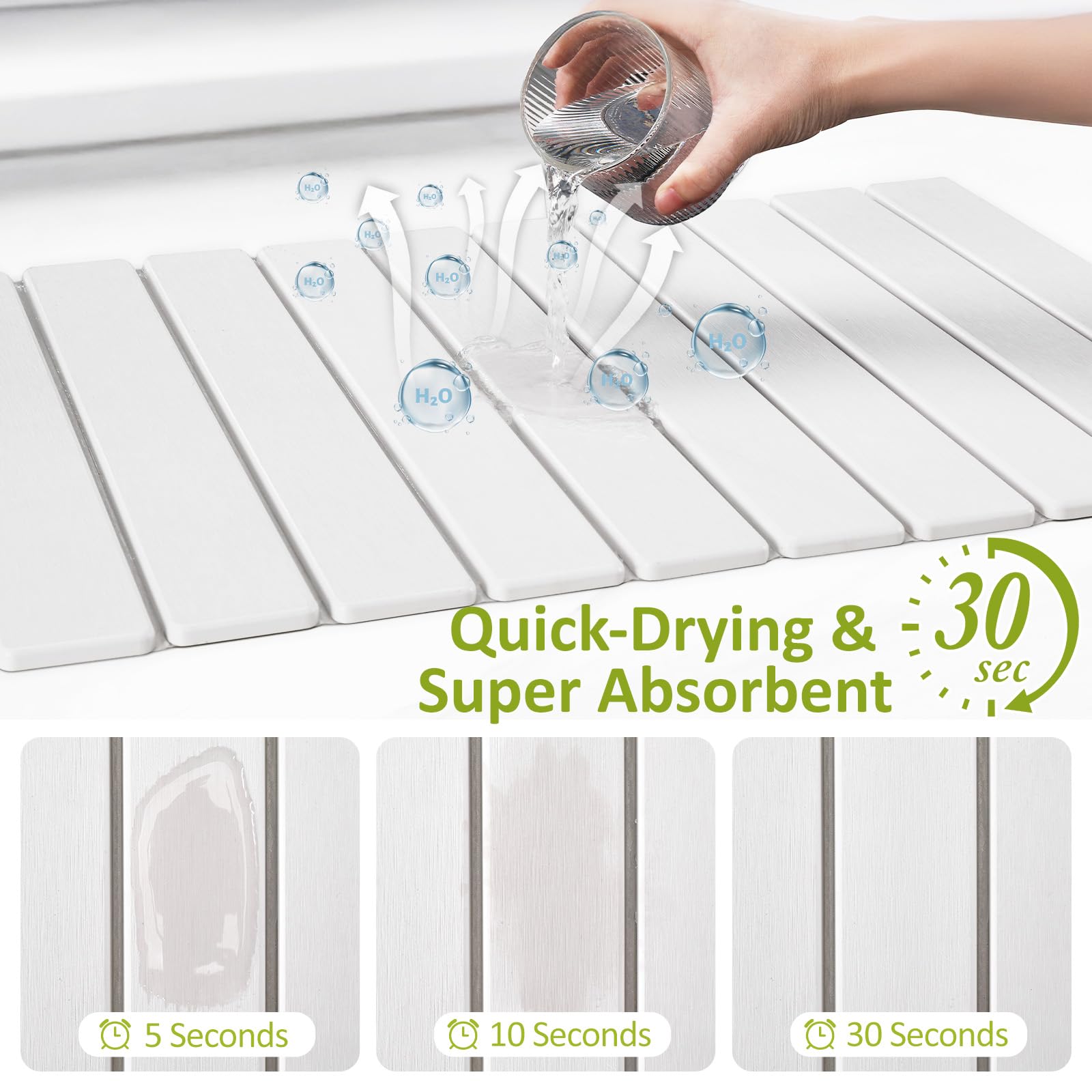 DK177 diatomaceous earth drying pad quickly absorbs water to keep counters dry.