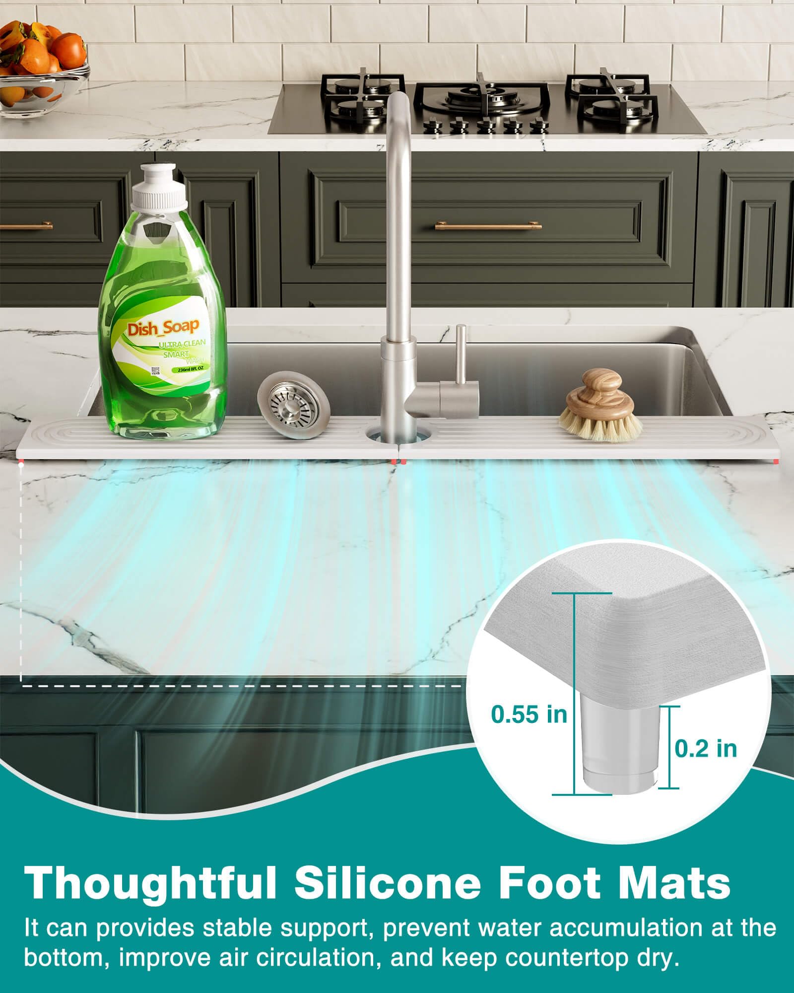 DK177 Stone Faucet Mat fits 15.8 x 4 inch sinks.