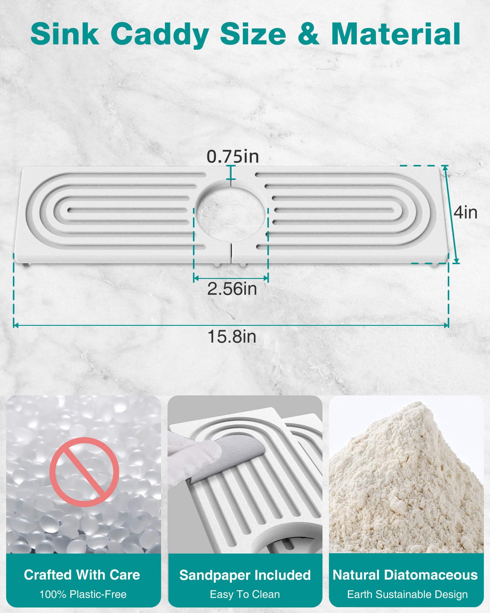 DK177 Stone Mat with deep grooves prevents splash spread on counters.