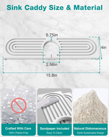 DK177 Stone Mat with deep grooves prevents splash spread on counters.