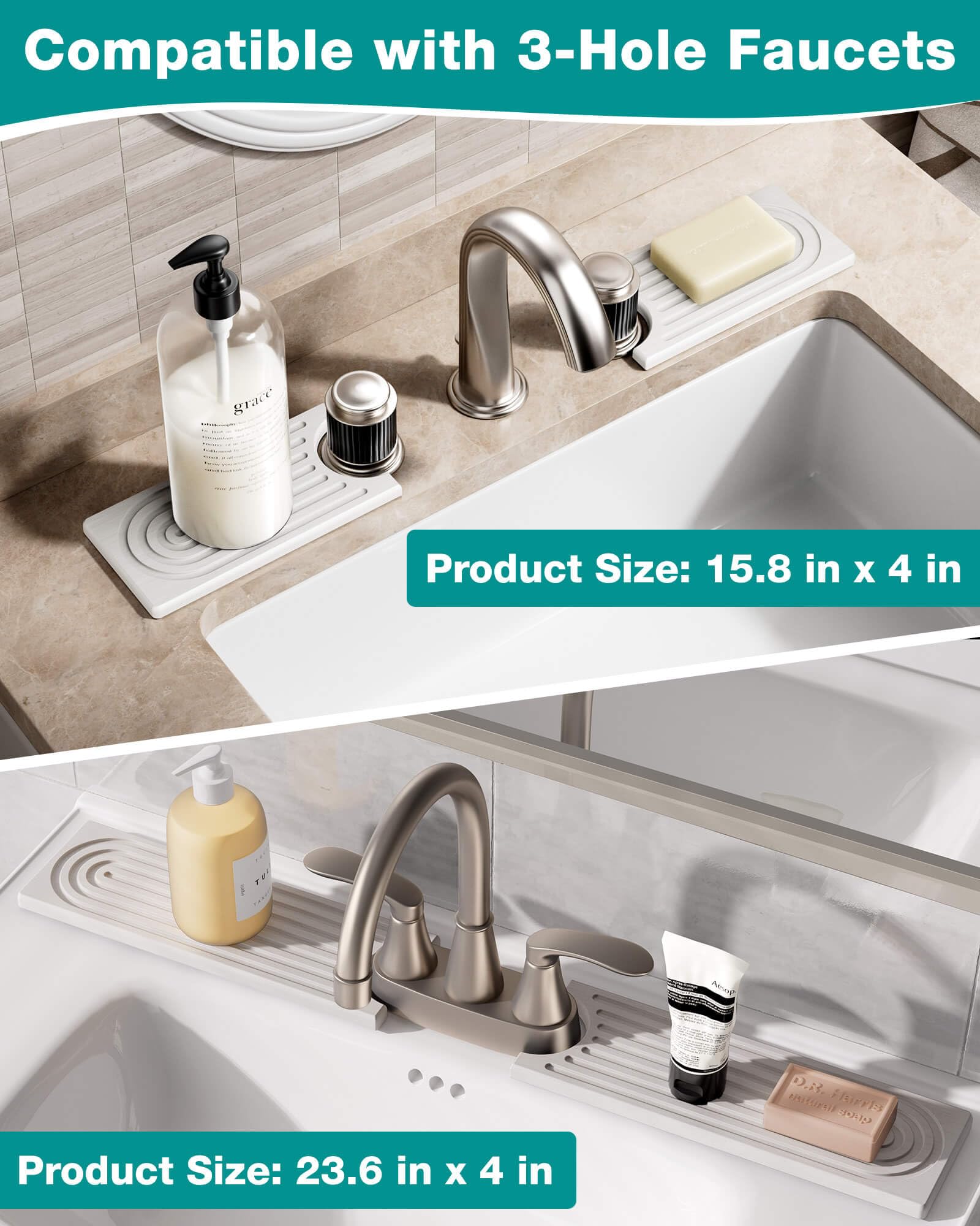 DK177 White diatomite mat for kitchen and bathroom surfaces.