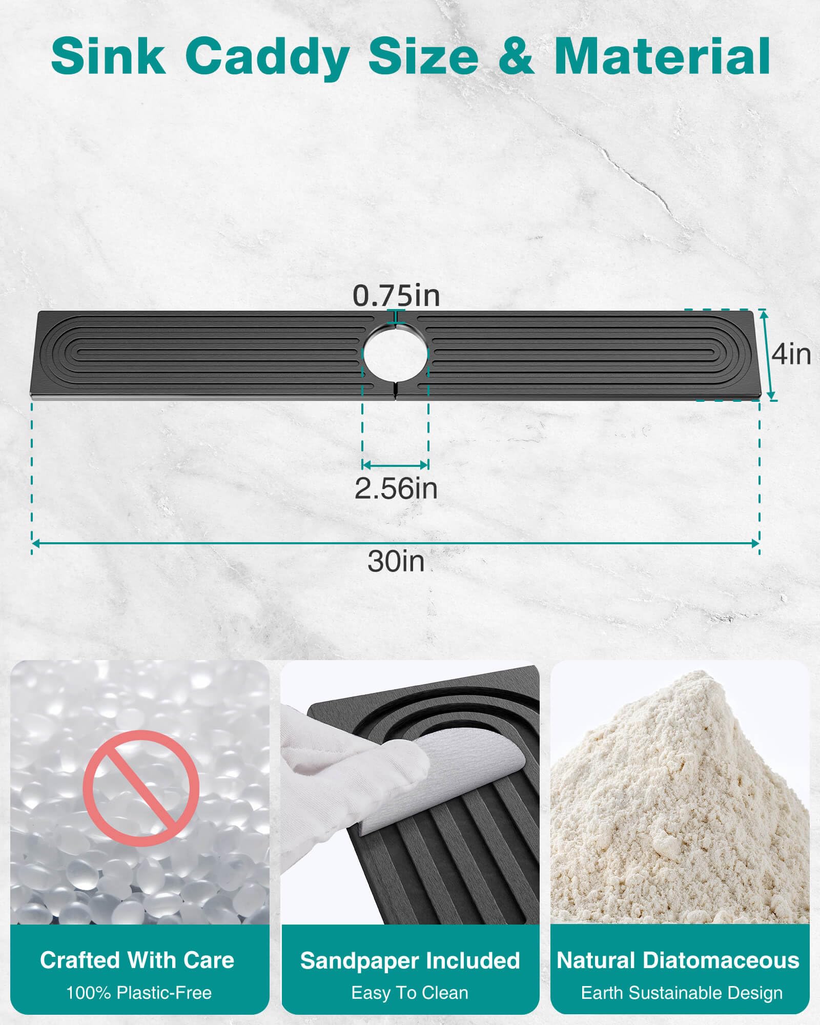 DK177 stone faucet mat close-up of grooves for leak prevention