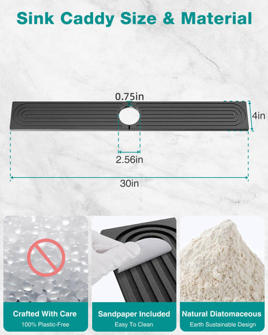 DK177 stone faucet mat close-up of grooves for leak prevention