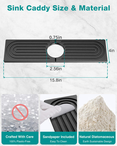 DK177 Stone Faucet Mat footprint 15.8 by 4 inches for precise fit.