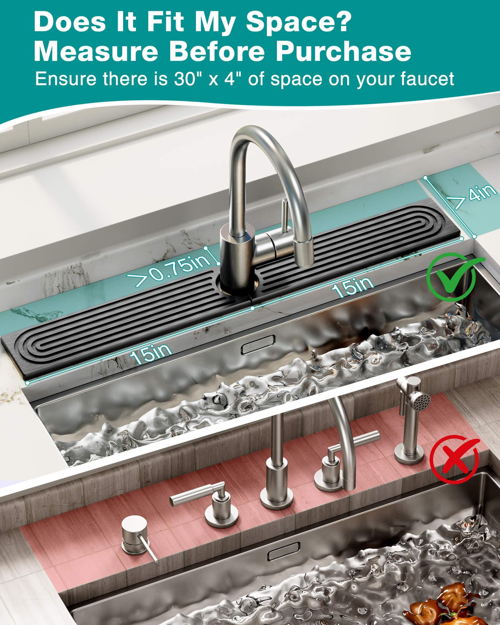 DK177 stone faucet mat organized tray with soap brushes and towels