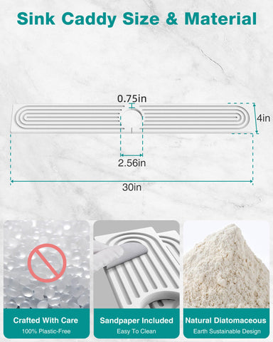 DK177 fast-drying stone mat reduces moisture around the faucet area.