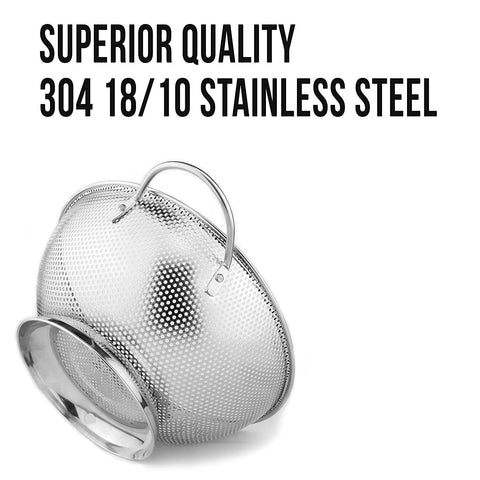 DLD colander heavy-duty handles provide secure grip during washing and lifting.
