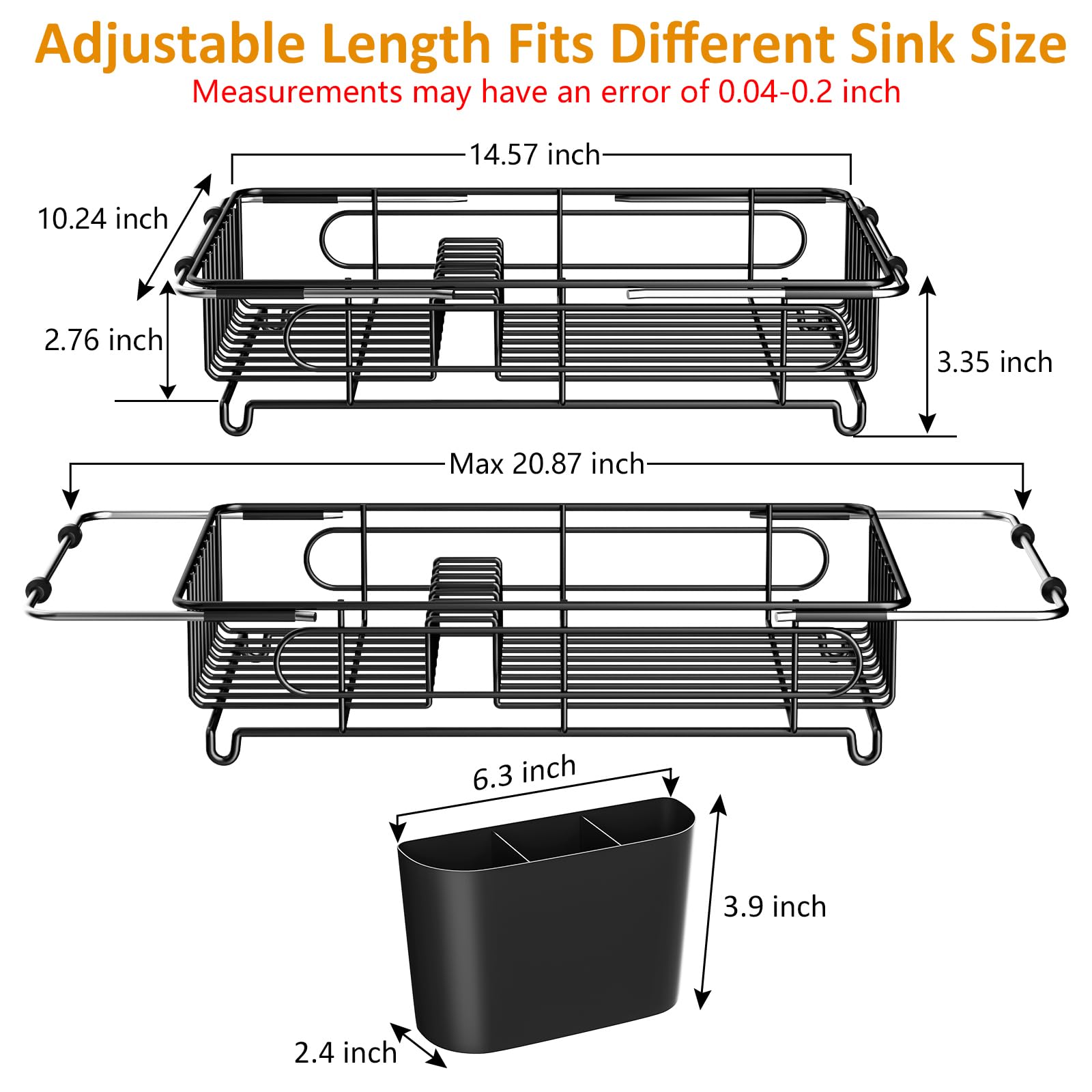 DLDSHI extendable length reaches 14.57 to 20.87 inches.