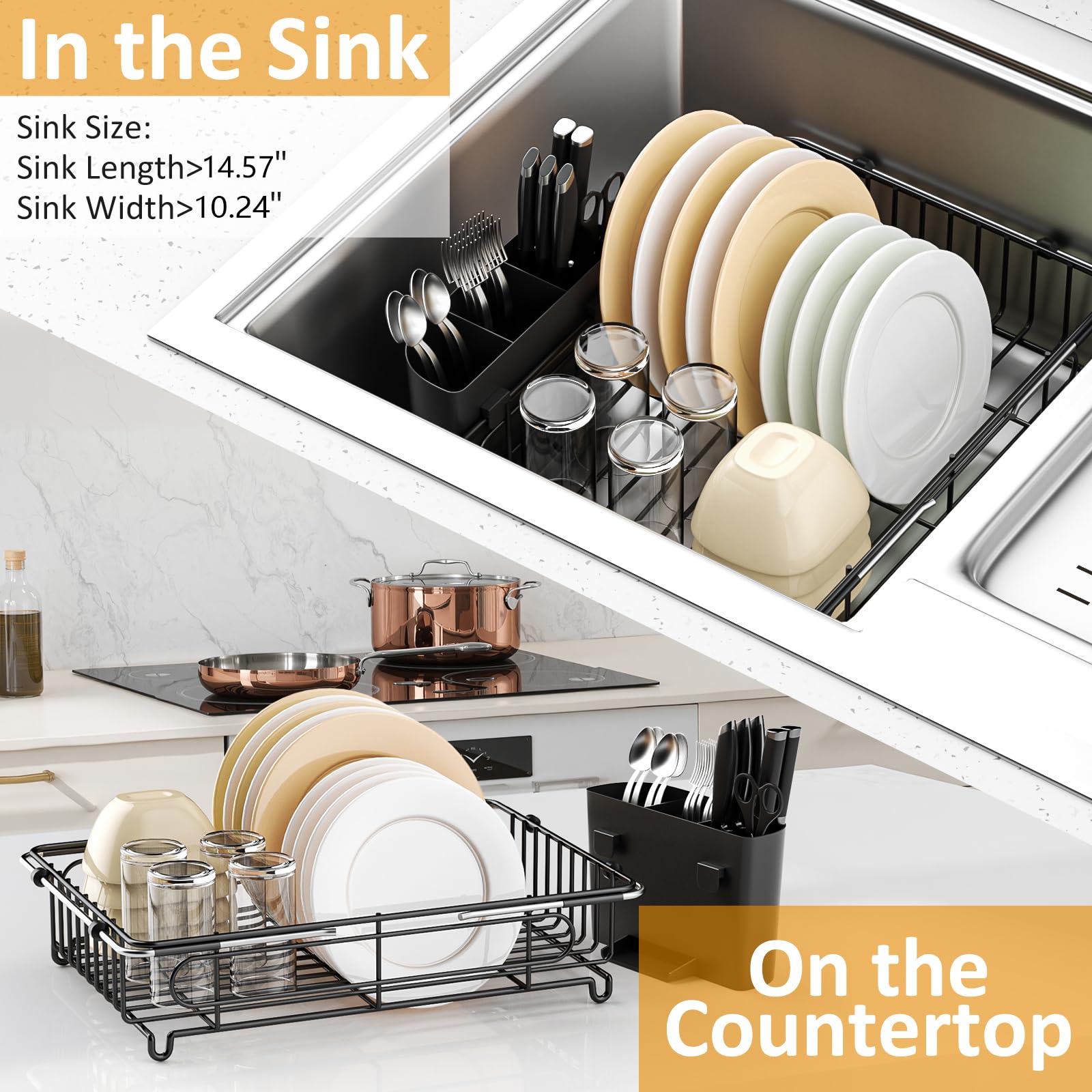 DLDSHI rust-proof stainless steel dish rack for daily kitchen use.