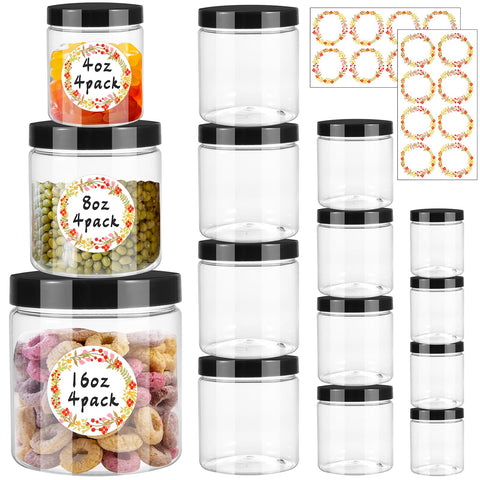 Dlerom 12 pack clear jars with lids shown for pantry organization and labelable storage