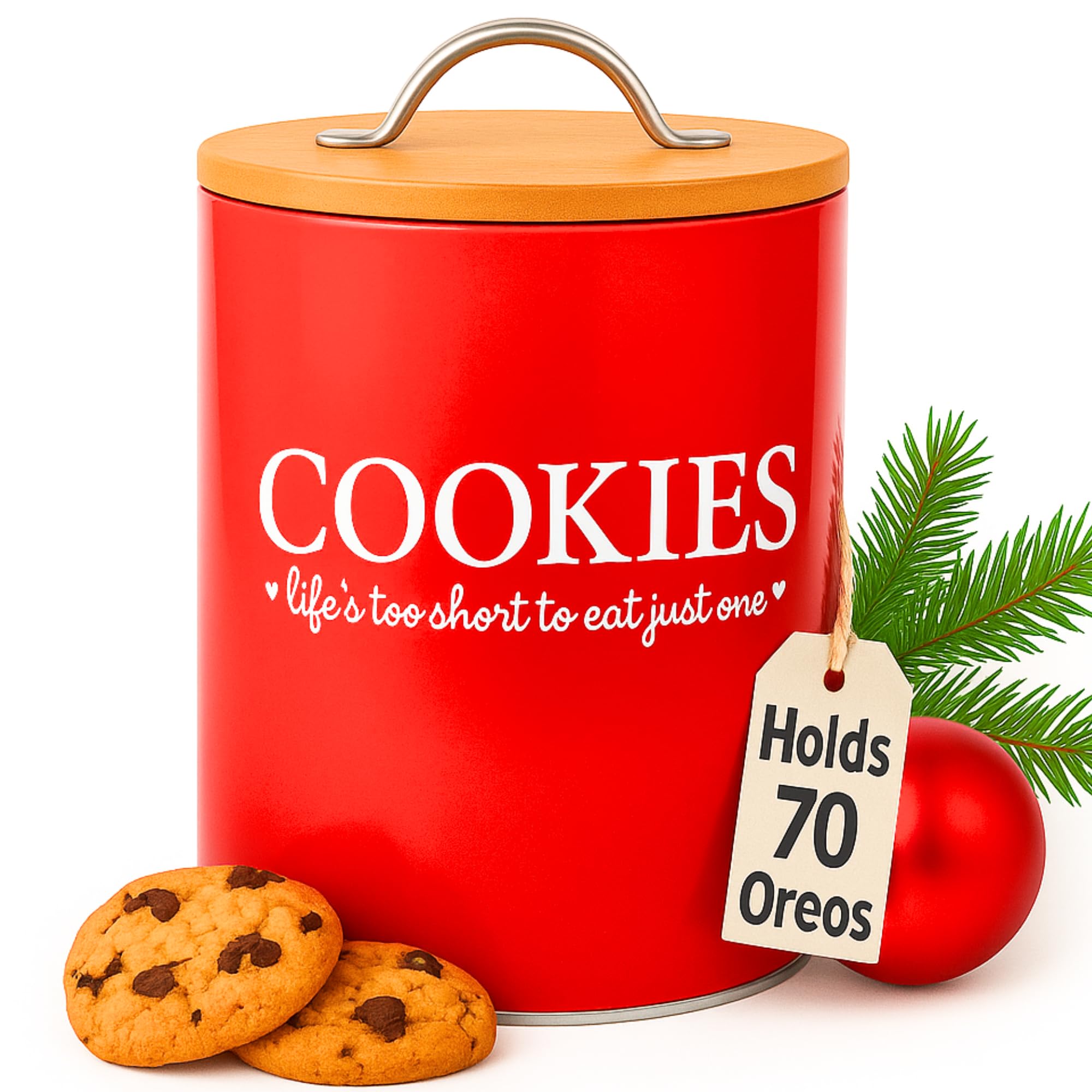 D'Lifeful cookie jar with airtight bamboo lid keeps treats fresh on the counter.