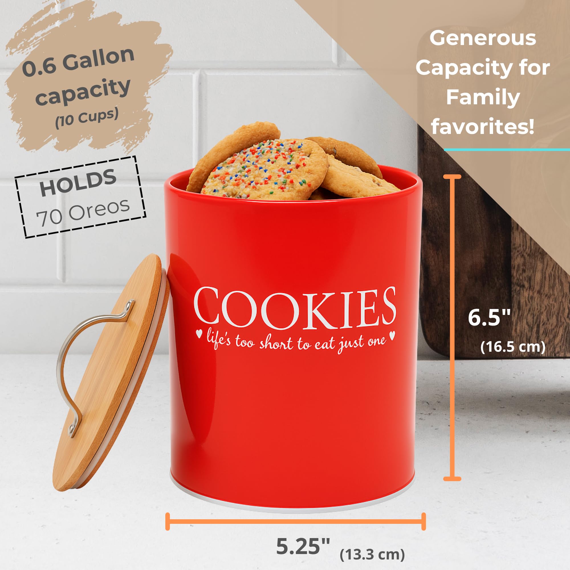 D'Lifeful durable powder-coated steel tin resists rust for long-lasting storage.