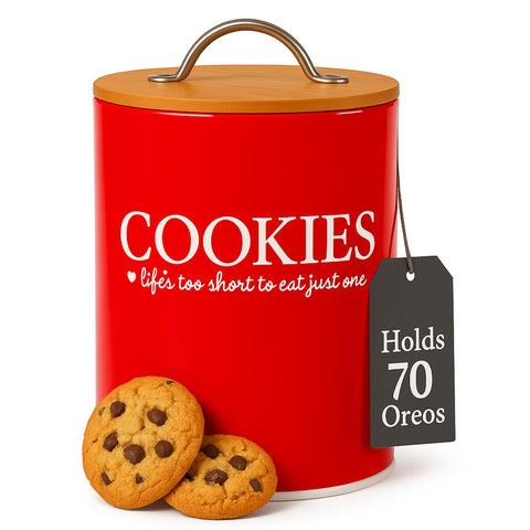 D'Lifeful vintage-style cookie jar complements baking area and organization.